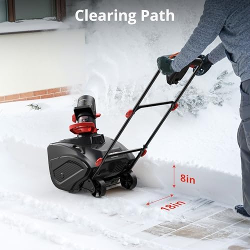 AMERISUN 18-Inch Electric Snow Blower, 30 FT Throw Distance, 15-Amp Corded Snow Thrower, 2200 RPM Motor, Lightweight Snow Removal Machine for Driveway, Sidewalk, Patio & Small Yard