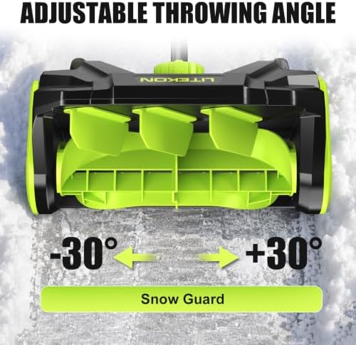 Litekon 40V Brushless Cordless Snow Shovel, 16-Inch Electric Snow Blower with 2X 4.0Ah Batteries & Charger, Battery-Powered Snow Removal with 30FT Throw Distance for Patio, Deck, Driveway,Green