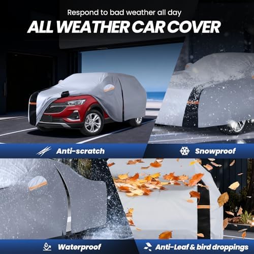 Multi-Layer Car Cover Custom Fit for Buick Encore GX(20192026), 100% Waterproof All Weather for Automobiles, Gift with Towel, Heavy Duty Car Covers for Rain Sun UV Protection with Door Zipper