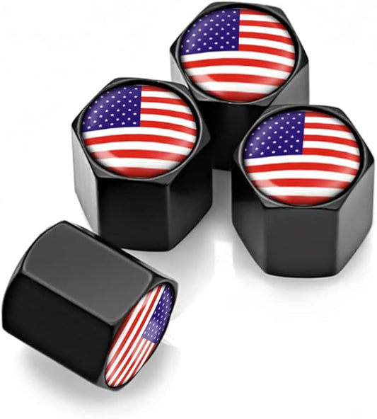 4PCS American Flag Tire Valve Stem Caps for Car, Auto Anti-Rust Airtight Rubber Valve Stem Covers, Leakproof Wheel and Tire Exterior Accessories Universal for Car, Bikes,Vehicles (Red)