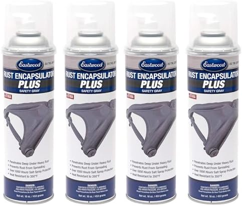 Eastwood Matte Safety Gray Rust Encapsulator Plus | Long Lasting Durable Finish 1 Coat Automotive Maximum Rust Protection | Heat Resistance up to 350 Degrees F | 16 oz. Aerosol | 4 Pack
