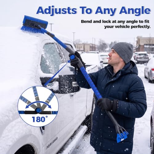 59" Extendable Snow Brush for Car with Ice Scrapers for Windshield
