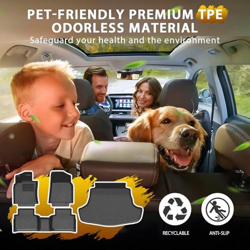 Powerty Floor Mats Cargo Liner for Toyota Camry 2018-2024 FWD Only (Not Fit Hybrid or AWD) All Weather 3D TPE Anti-Slip Car Protection, 1st & 2nd Row Set with Rear Cargo Mat Accessories