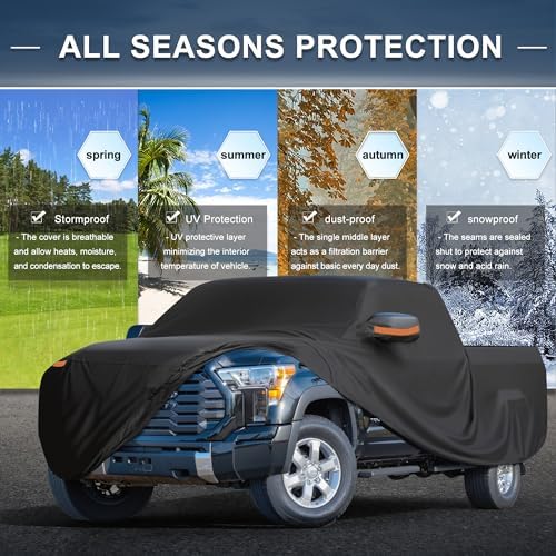 X AUTOHAUX Waterproof Full Car Cover for Toyota Tundra 210D-PU w/Zipper