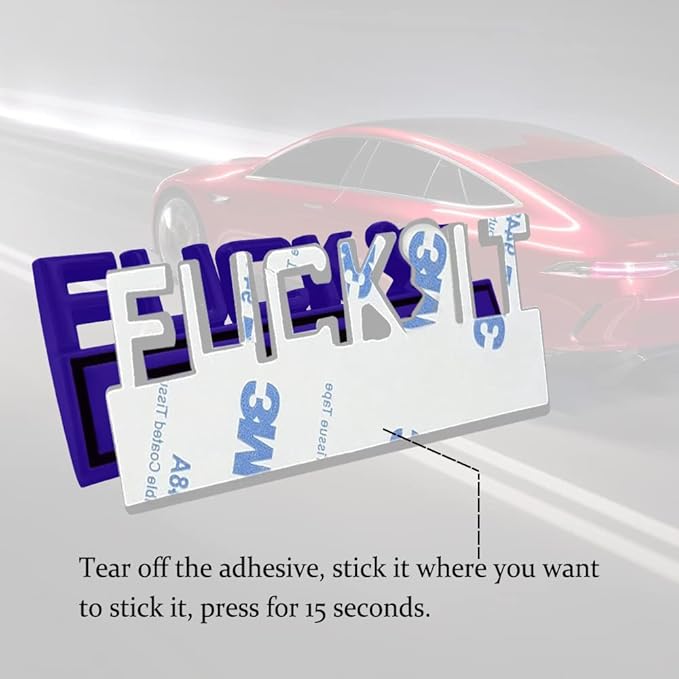 Fuck IT Edition Emblem, Car Exterior Emblems Badge 3D Sticker Decal, Fuck-IT Edition Emblem 3D Fender Badge Decal, 3D Fender Badge Decal Car Truck Replacement, Fit for All Cars (Blue Black)