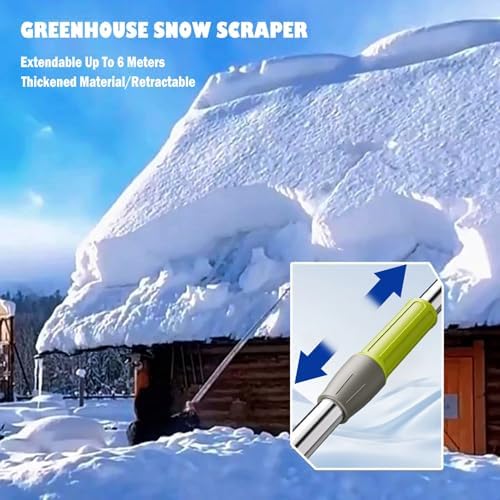 Reinforced Roof Snow Rake, Extendable Aluminum Handle