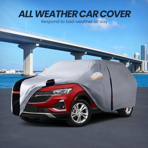 Multi-Layer Car Cover Custom Fit for Buick Encore GX(20192026), 100% Waterproof All Weather for Automobiles, Gift with Towel, Heavy Duty Car Covers for Rain Sun UV Protection with Door Zipper