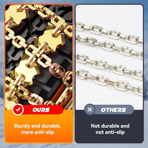 Snow Chains for Car SUV Pickup Trucks, Adjustable Portable Universal Emergency Anti Skid Snow Car Tire Chains for Tire Width 175 185 195 205 215 220 225 235 240 245 255 265, 6 Pack