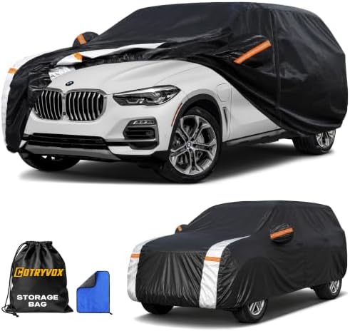 BMW X5 Car Cover 100% Waterproof All Weather, Gift with Towel, 10 Layers SUV Car Cover Custom Fit 2007-2026 BMW X5/X5M, Full Exterior Car Covers Rain Sun UV Protection with Door Zipper.