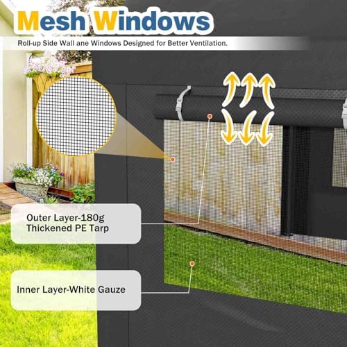 JAMFLY 12x20 ft Heavy Duty Portable Carport Garage, Grey