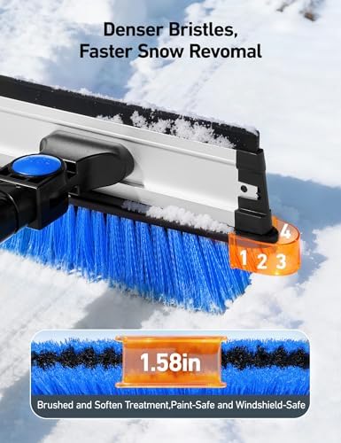 AstroAI 46" Extendable 3-in-1 Snow Brush & Ice Scrapers for Car Windshield