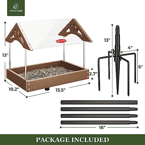 Kingsyard Large Freestanding Platform Bird Feeder for Outside