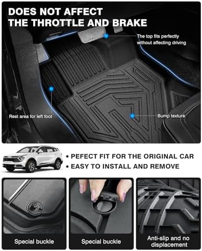 Powerty Floor Mats Cargo Liner for 2023-2025 Kia Sportage Gas Model Only All Weather 3D TPE Anti-Slip Car Protection, 1st & 2nd Row Set with Rear Cargo Mat Accessories