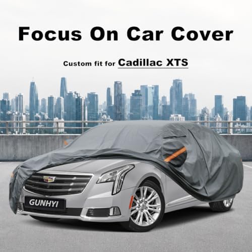 GUNHYI Premium Car Cover Custom Fit Cadillac XTS, 16 Layers Heavy Duty Car Cover Waterproof All Weather with Zipper Door for Sun Rain Snow Dust Uv Protection