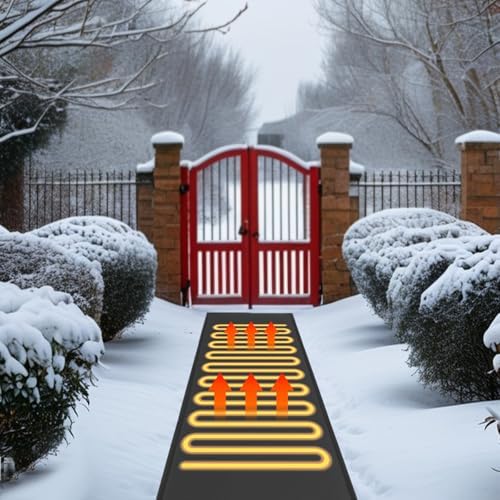 Heated Snow Melting Mat, 10ft x 13in PVC Snow Melting Mat, 385W 110V Snow and Ice Melting Mat with 113-122℉Heating Temperature for Walkway, Steps, Front Door, Stairs, Porch