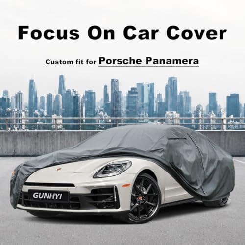 GUNHYI Premium Car Cover Custom Fit Porsche Panamera, 16 Layers Heavy Duty Car Cover Waterproof All Weather with Zipper Door for Sun Rain Snow Dust Uv Protection