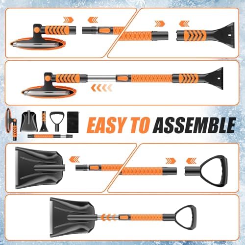 Heavy-Duty Remover Portable Snow Brush 42" Detachable Grip 180° Sturdy for Car Windshield, Car Auto Truck SUV, Vehicle
