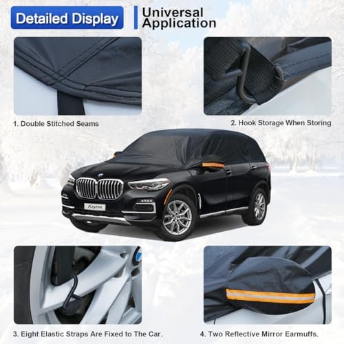 Kayme Half Car Cover Waterproof All Weather for SUV (158"-167")