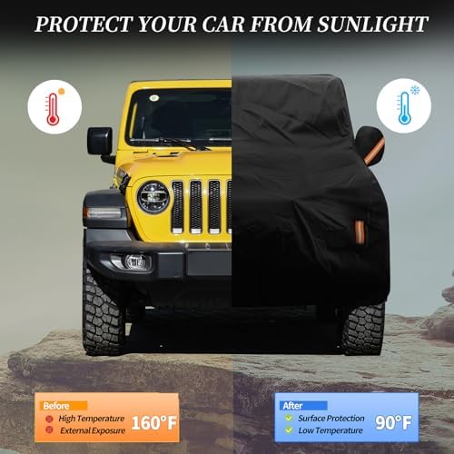 Heavy Duty Car Cover for Jeep Wrangler 2 Door 1987-2026 JK JL CJ YJ TJ