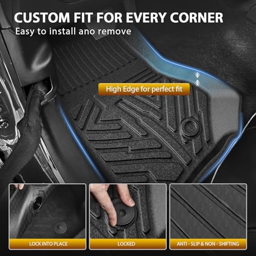 Powerty Floor Mats for Jeep Wrangler JK 2014-2018 Unlimited 4-Door (NOT for JL or 2-Door) All Weather 3D TPE Anti-Slip Car Liners for 1st & 2nd Row Accessories