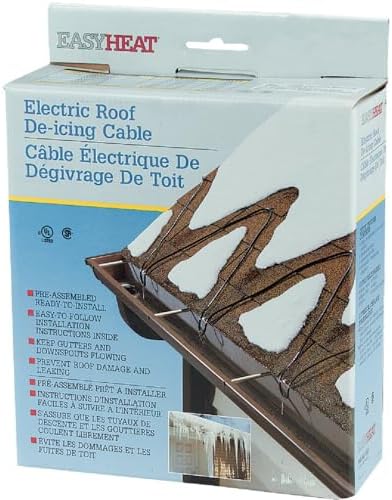 EasyHeat 80' Roof Deicing Cable, For Roof and Gutters, Pre-assembled for Ice and Snow Damage Prevention, 400 Watts
