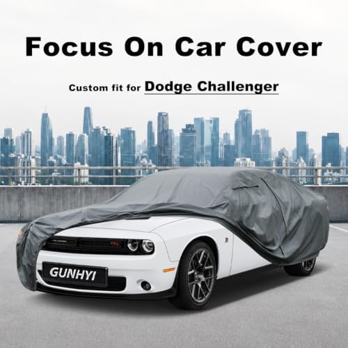 GUNHYI Premium Car Cover Custom Fit Dodge Challenger Hellcat (2008-2026), 16 Layers Heavy Duty Car Cover Waterproof All Weather with Zipper Door for Sun Rain Snow Dust Uv Protection