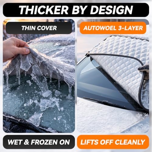 Windshield Cover for Ice and Snow, Thick Padded Graphene, L