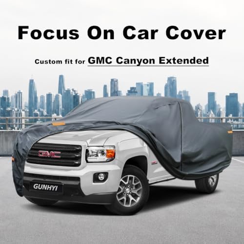 GUNHYI Premium Truck Cover Custom Fit GMC Canyon, 16 Layers Heavy Duty Truck Cover Waterproof All Weather with Zipper Door for Sun Rain Snow Dust Uv Protection