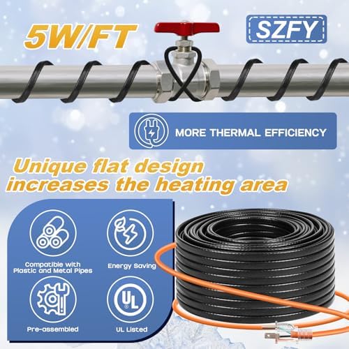 3FT~200FT Heat Tape for Water Pipes -40°F Deicing Pipe Heat Cables for Roof (160 FT)