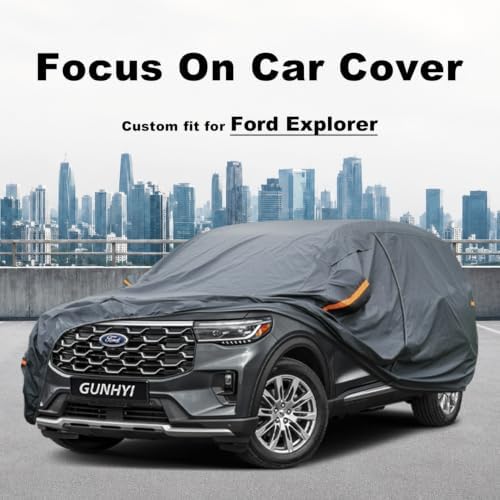 GUNHYI Premium Car Cover Custom Fit Ford Explorer (1995-2026), 16 Layers Heavy Duty Car Cover Waterproof All Weather with Zipper Door for Sun Rain Snow Dust Uv Protection