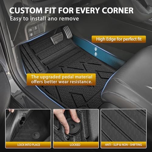 Powerty Floor Mats for Nissan Kicks 2025 2026 All Weather 3D TPE Anti-Slip Car Liners for 1st & 2nd Row Accessories