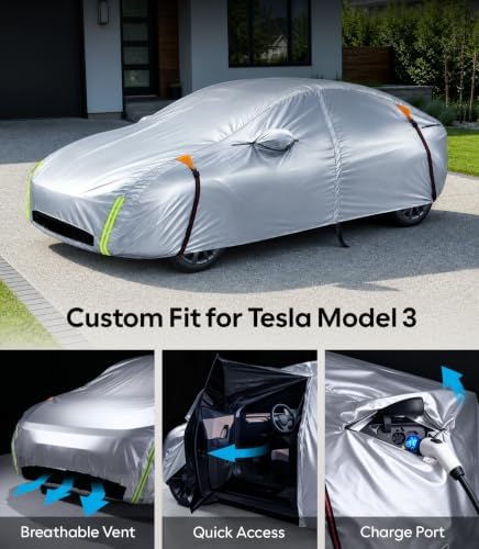 Wigoo Tesla Model 3 Car Cover 2017-2026, Waterproof All-Weather Protection