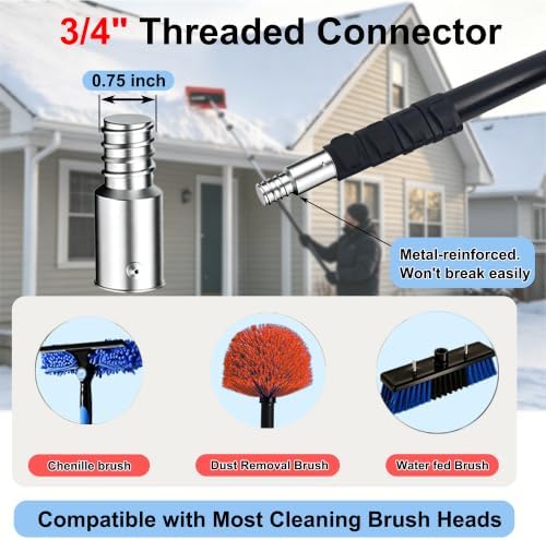 Telescoping Roof Rake for Snow Removal, 20FT Extendable Snow Rake, EVA Head