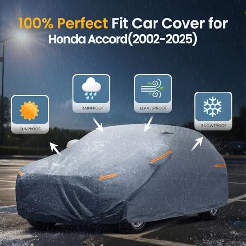 2026 Upgrade Car Cover Waterproof All Weather, Heavy Duty Outdoor Car Cover Universal Fit Sedan Lexus ES350, Tesla Model S, Lincoln MKZ, Toyota Avalon, Jaguar XJ, Ford Taurus, BMW 740i etc.
