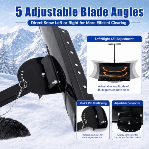 29" Metal Snow Shovel with Wheels, Ergonomic Handle for Snow Removable