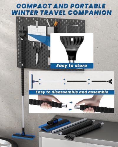 helloleiboo 55.7" Snow Brush and Ice Scrapers for Car Windshield, Blue