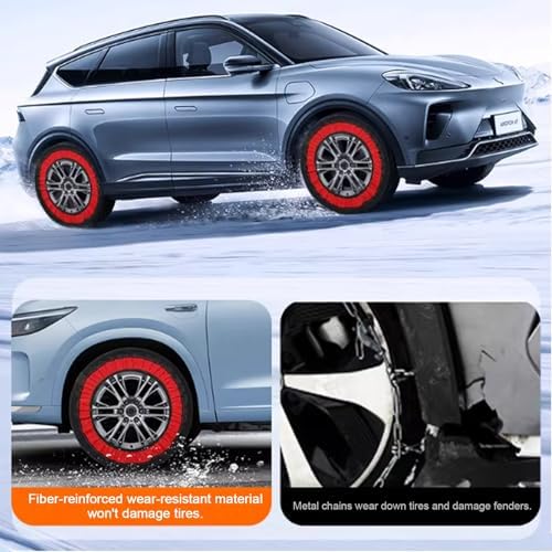 2 Pack Automotive Snow Socks for Tires Snow Socks Fabric Car Chains Easy to Install Winter Car Accessories for Passenger Cars SUV Trucks Pickup Winter Emergency(235/55R17)