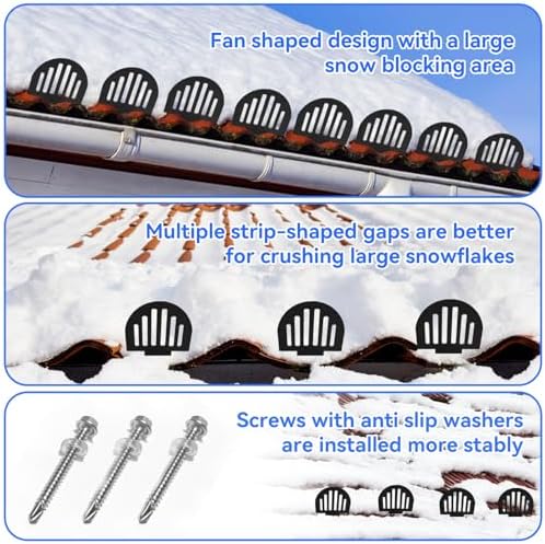 50 Pack Standing Seam Snow Guards for Metal Roofs with Seal Gaskets & Screws, Metal Roof Snow Stops, Crush Ice to Prevent Accumulation