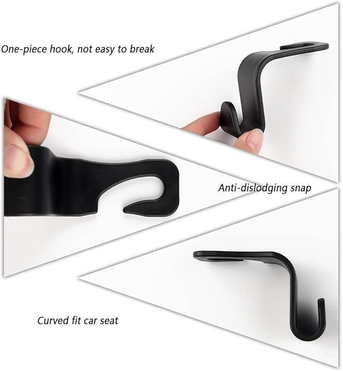 Utility Car Headrest Hidden Hook 33lbMax Car Hooks for Purses & Bags,Hat Holder for Truck Seat Hanger Storage Organizer for Coats,Umbrellas,Grocery Bags,Handbags Universal Car Accessories (Black)