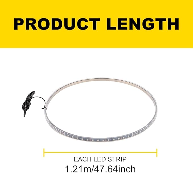 Blueshyhall 17 inch Row Wheel Ring Lights 4 Pcs for Truck Vehicle Offroad Car Pickup, Multi-Color RGB Color Chasing Dancing LED Rim Wheel Ring Lights