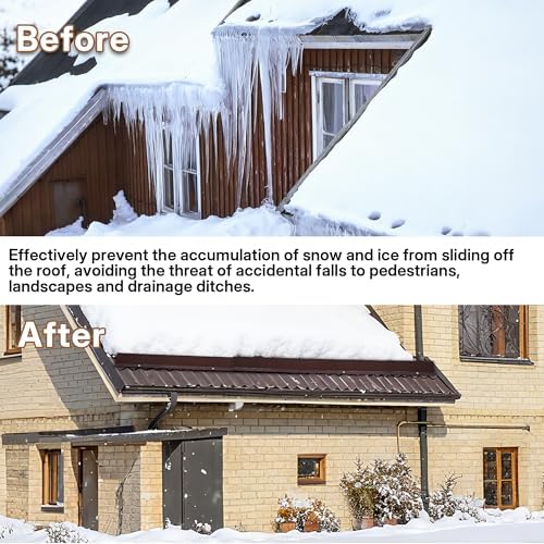 3.9 Ft Metal Roof Snow Guards with Screws Snow Stops for Metal Roofs Ice Guards for Aluminum Roofing Panels, Wood Canopy, 8 PCS - 31 Ft Kit Brown