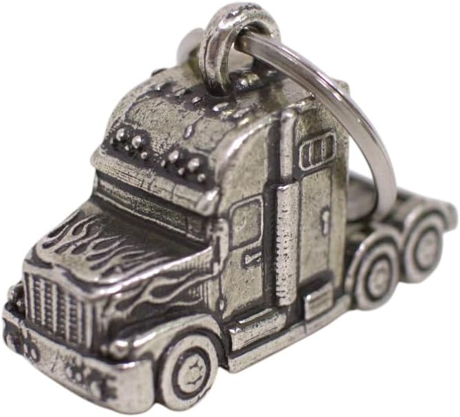 Semi-Truck Bell with Gift Bag - Handcrafted Pewter for Road Safety & Good Luck- Motorcycle Bell Offers Charm & Protection on Every Ride- Carry as a Truck Key Chain for Gifting & Unforgettable Journeys