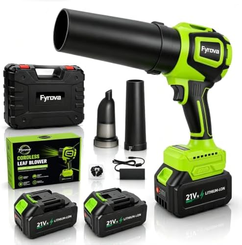 Leaf Blower Cordless & Vacuum, 800K RPM, Handheld Extended Run Time (Green)