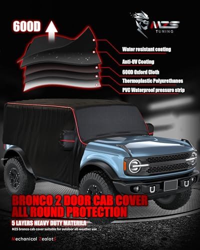MZS 600D Waterproof Outdoor Cab Cover for Bronco 2 Door 2021-2026