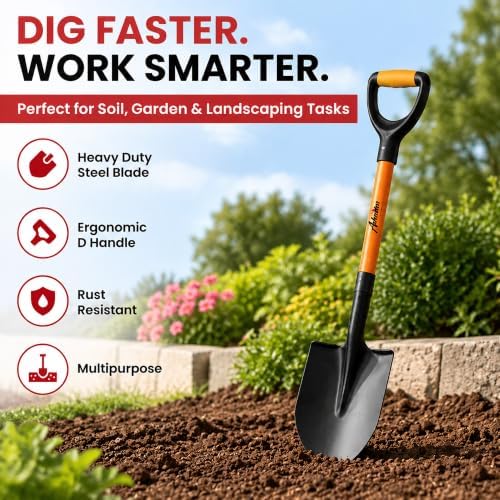 Ashman Heavy-Duty Digging Shovel (2 Pack) with Trenching Blade and 41-Inch Comfortable Handle - Ideal for Garden, Landscaping, Construction, and Masonry - Perfect for Digging Soil, Dirt, and Gravel.