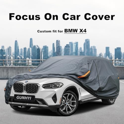 GUNHYI Premium Car Cover Custom Fit BMW X4, 16 Layers Heavy Duty Car Cover Waterproof All Weather with Zipper Door for Sun Rain Snow Dust Uv Protection