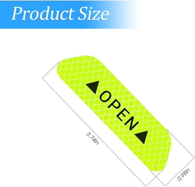 4PCS Reflective Open Warning Stickers for Car Door, Night Visibility Auto Safety Prompt Decals, 3.6 Inch Anti-Collision Protective Strip Tape, Car Accessories Universal for Truck, SUV, Van (Green)