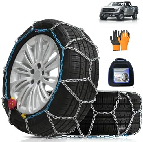 AutoFixing Snow Chains Tire Chains For Light Truck SUV Pickup Trucks, Easy installation, Contains Titanium for Wear Resistance, Set of 2(HRV245)