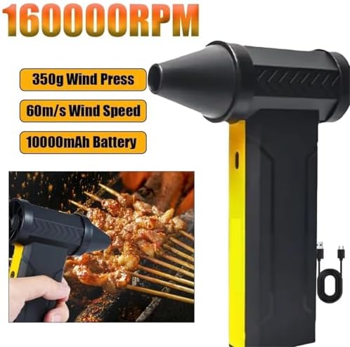 Cordless Leaf Blower, Electric Air Blower 160000RPM Powerful Snow High-Speed Dust Fan Mini Turbo Jet Handheld Brushless Motor Car Dryer
