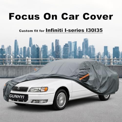 GUNHYI Premium Car Cover Custom Fit Infiniti I-Series I30/I35, 16 Layers Heavy Duty Car Cover Waterproof All Weather with Zipper Door for Sun Rain Snow Dust Uv Protection